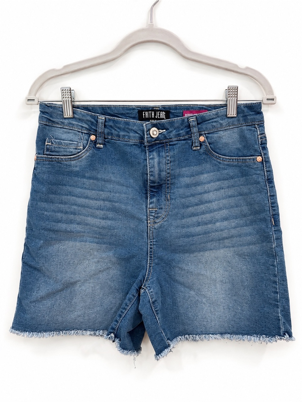 Faith Jeans High Rise Raw Hem Denim Shorts Medium Wash Size 10